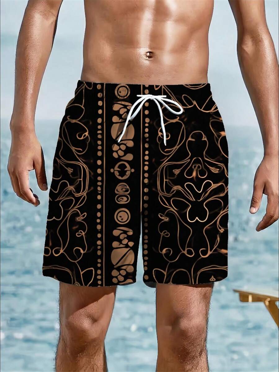 Mens Abstract Geometric Print  - Swim Trunk Quick Dry recension och pris