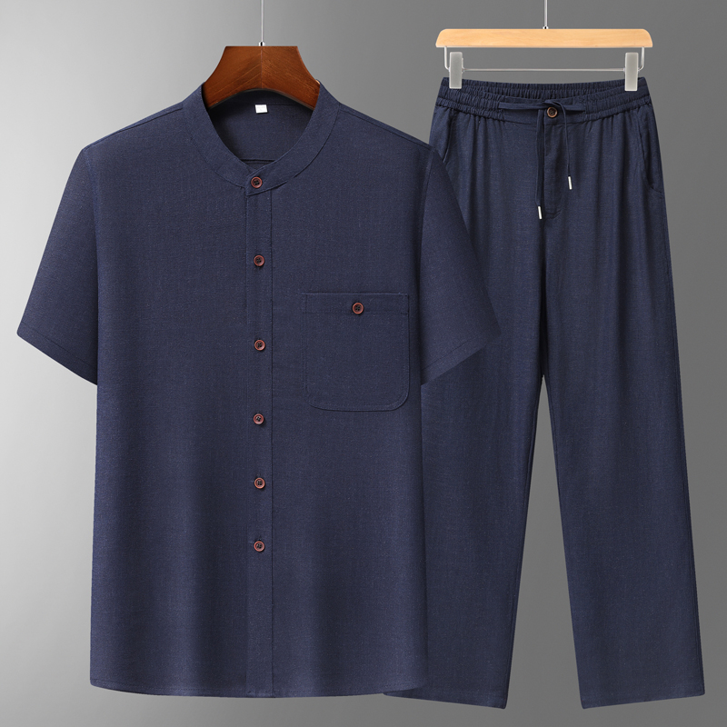 Men's Cotton Linen Tang Suit S - Short Linen Drawstring recension och pris