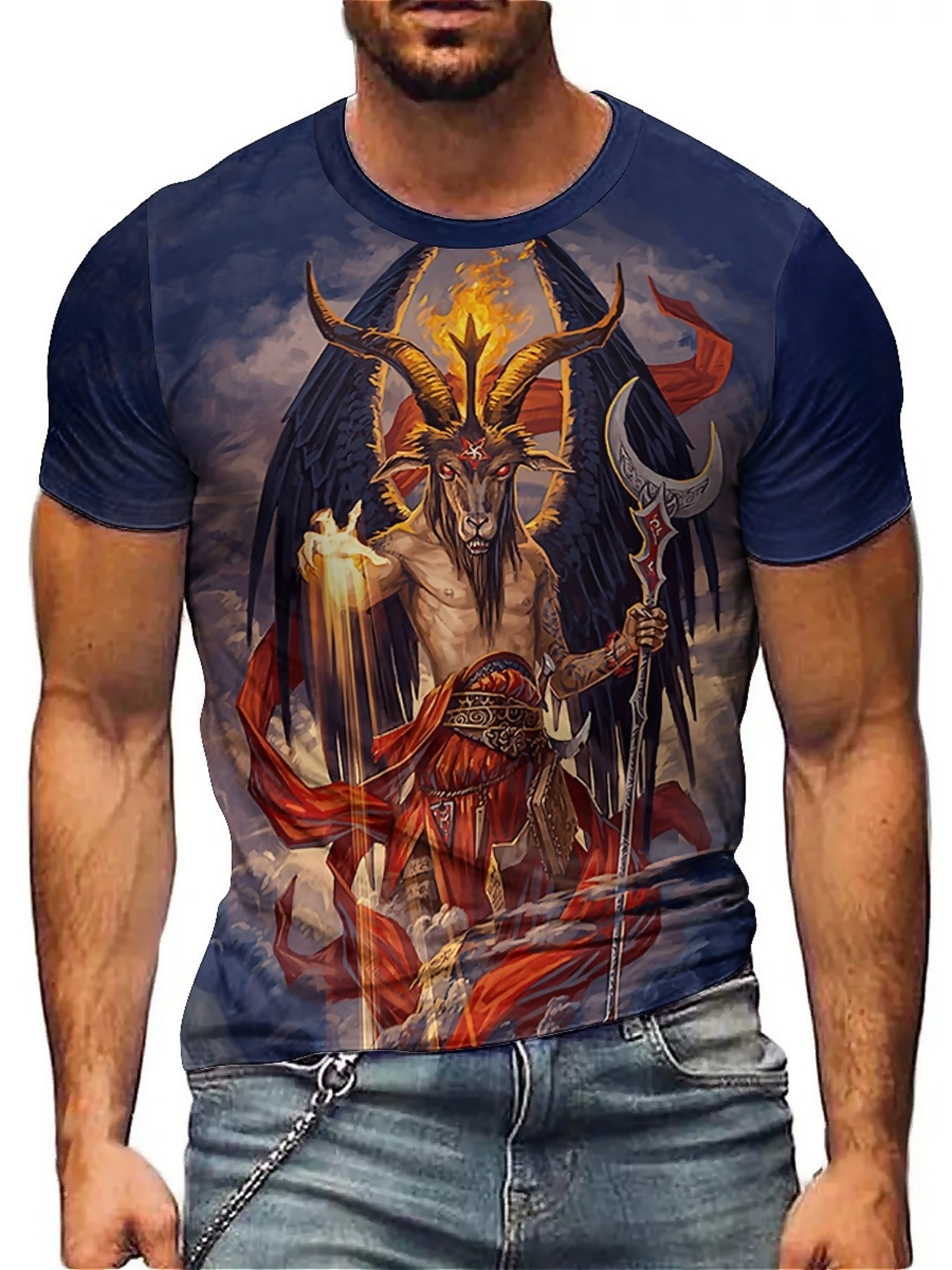 Men's 3D Demon Print T-Shirt | - Tee Graphic Print recension och pris